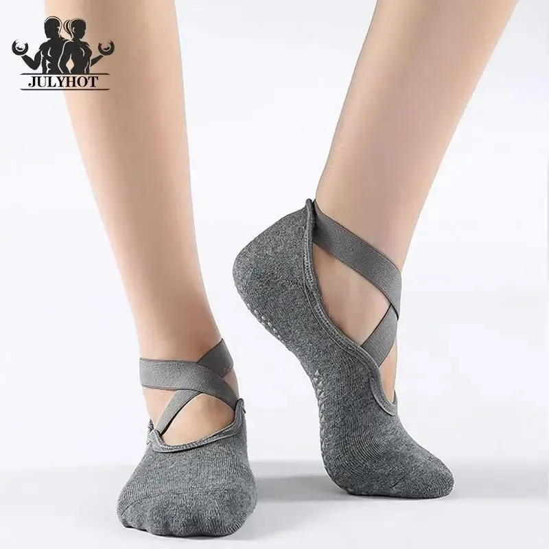 Women's Anti-Slip Yoga Socks with Grips and Straps