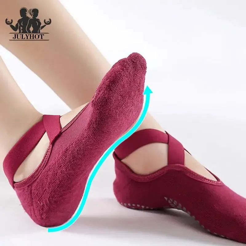 Women's Anti-Slip Yoga Socks with Grips and Straps