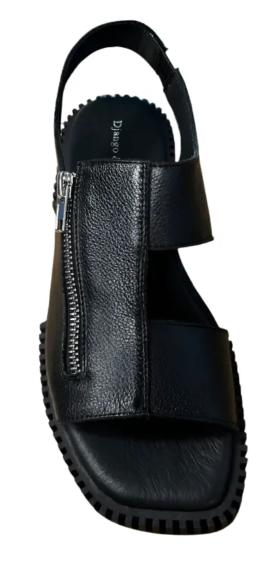 WOMEN'S DJANGO & JULIETTE INGLISH SANDAL | BLACK TUMBLED LEATHER / BLACK SOLE