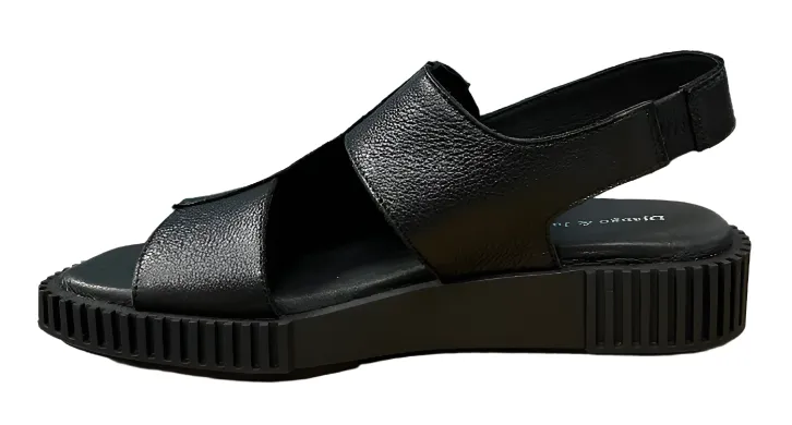 WOMEN'S DJANGO & JULIETTE INGLISH SANDAL | BLACK TUMBLED LEATHER / BLACK SOLE