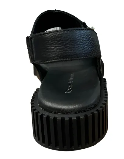 WOMEN'S DJANGO & JULIETTE INGLISH SANDAL | BLACK TUMBLED LEATHER / BLACK SOLE