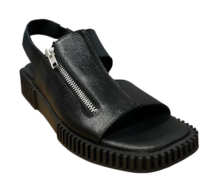 WOMEN'S DJANGO & JULIETTE INGLISH SANDAL | BLACK TUMBLED LEATHER / BLACK SOLE