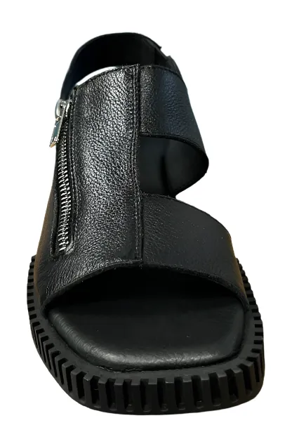 WOMEN'S DJANGO & JULIETTE INGLISH SANDAL | BLACK TUMBLED LEATHER / BLACK SOLE