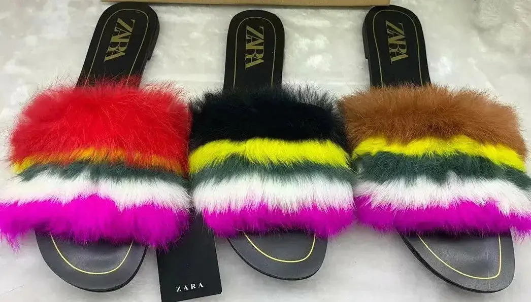 Women's Fashion Flat Fur Sandals