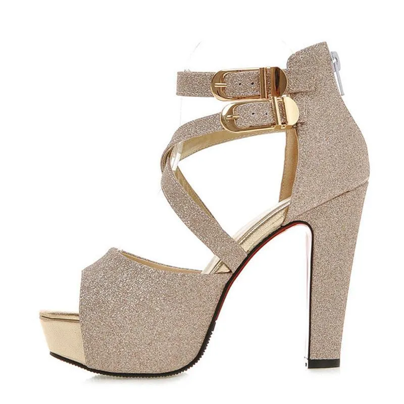 Women's Fashion Wedding High Heel Sandals - Black,Gold,Silver