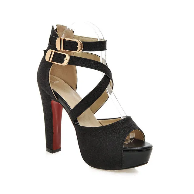 Women's Fashion Wedding High Heel Sandals - Black,Gold,Silver