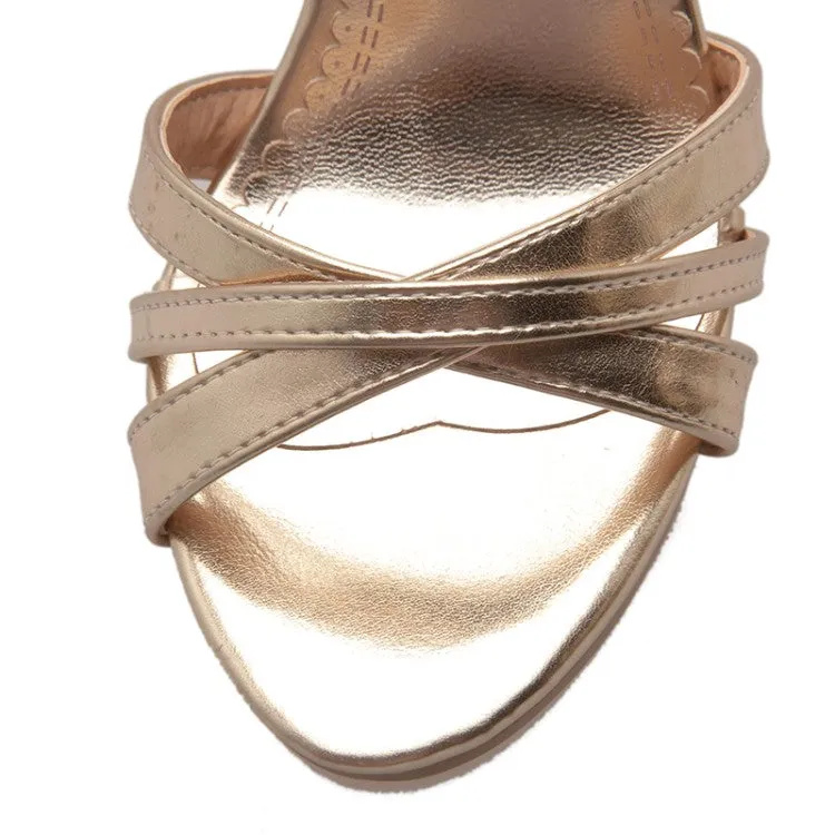Women's Glossy Pointed Toe Ankle Strap Stiletto High Heel Sandals