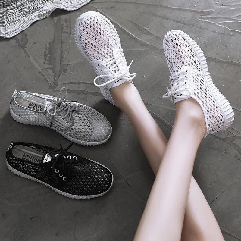 Women's Hollow Out Breathable Lace-Up Flats