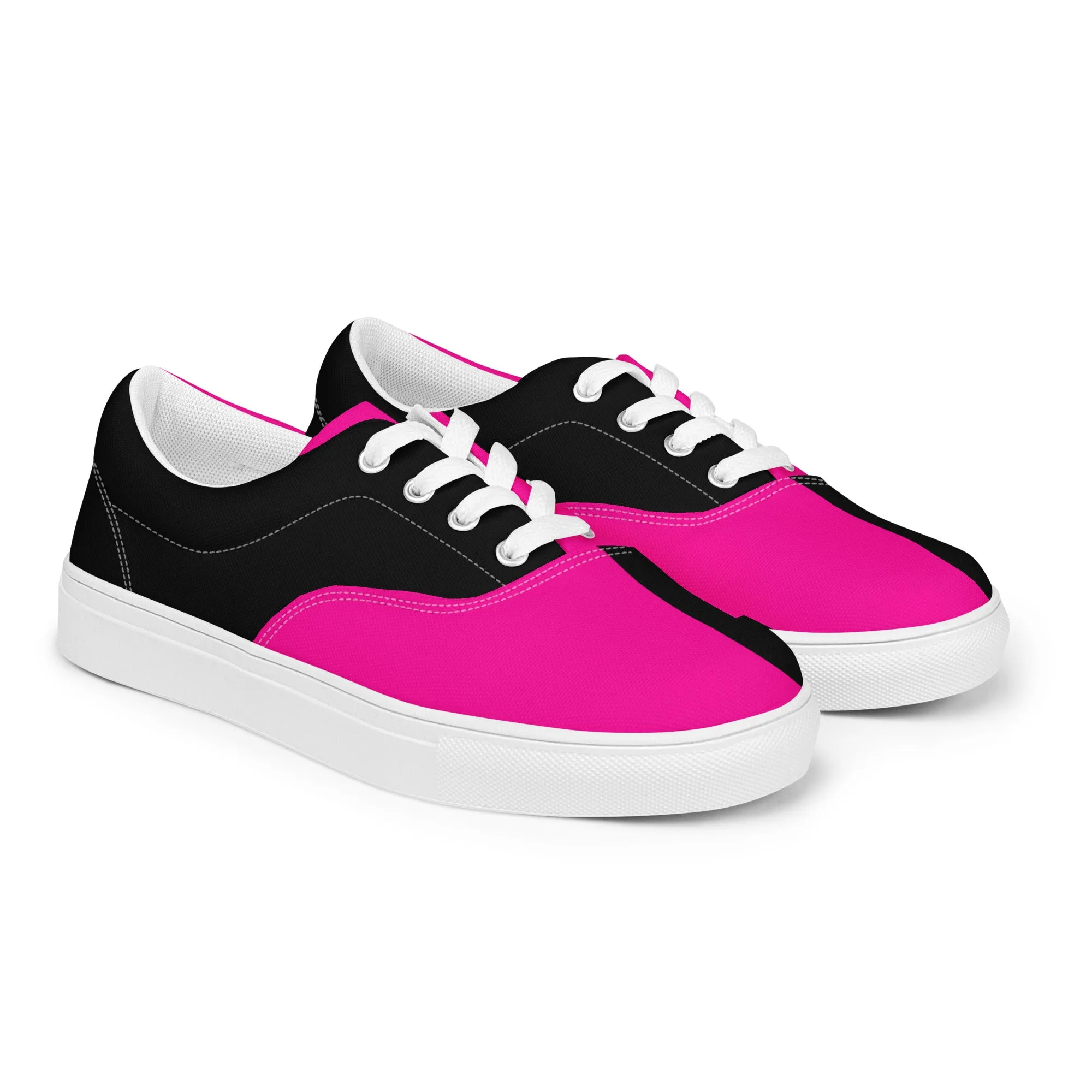 Women’s lace-up canvas shoes Neon Pink