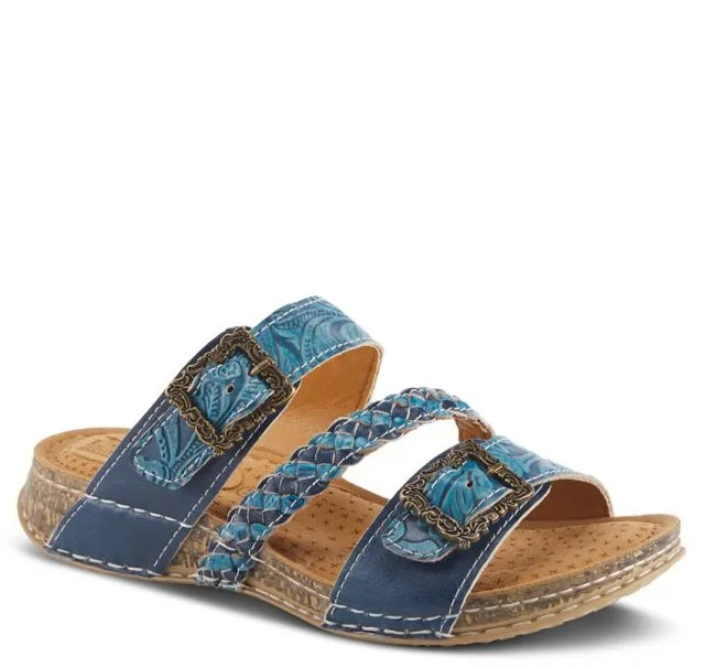 Women's L'Artiste | Astra Hand Painted Slide Sandals | Blue