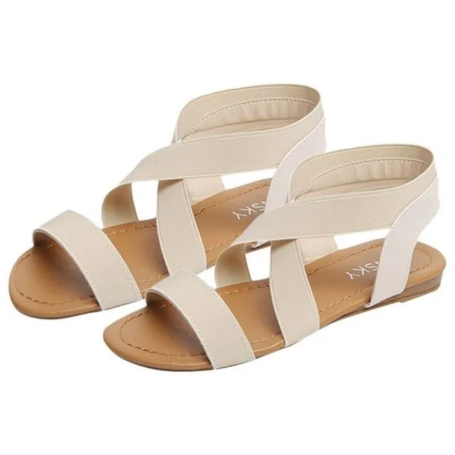 Women's sandals Women  New  Fashion Rome Cross Strap Flats Sandals