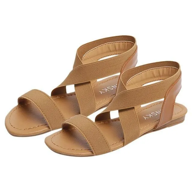 Women's sandals Women  New  Fashion Rome Cross Strap Flats Sandals