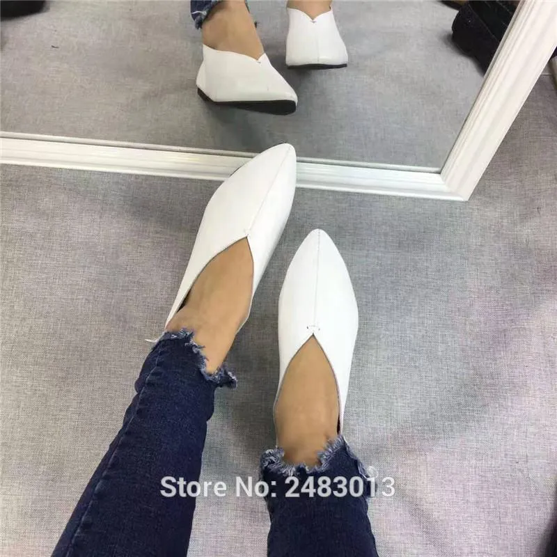 Women's Shoes Handmade 100% Genuine Leather Slip-On Women Simple style soft Cowhide Shoes
