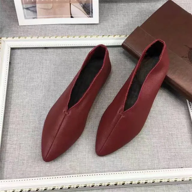 Women's Shoes Handmade 100% Genuine Leather Slip-On Women Simple style soft Cowhide Shoes