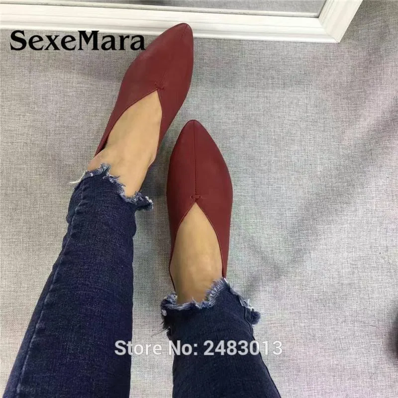 Women's Shoes Handmade 100% Genuine Leather Slip-On Women Simple style soft Cowhide Shoes