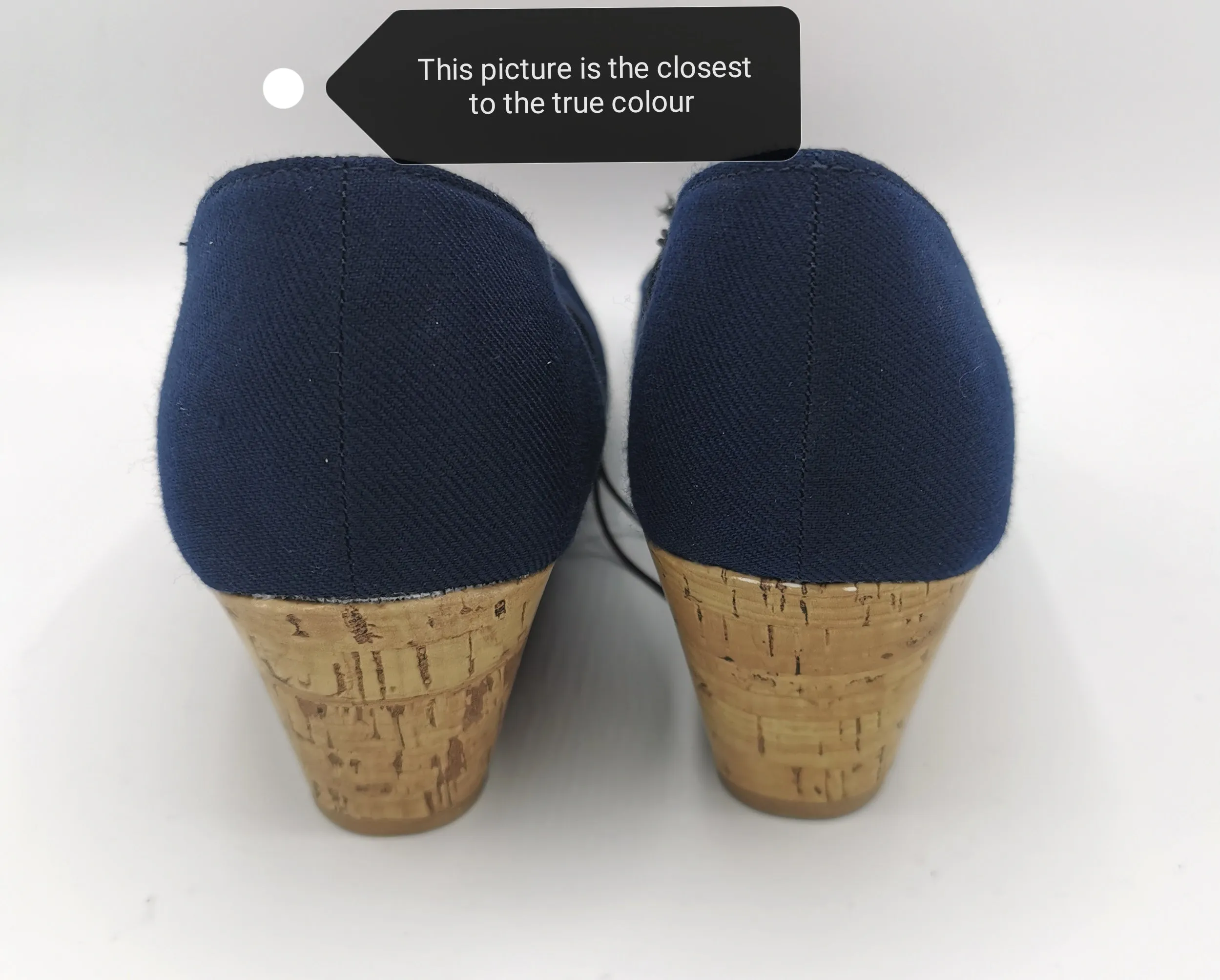WOMENS SIZE 10 - GEORGE, Peep Toe Wedge Sandals, Navy Blue Memory Foam NWT B23