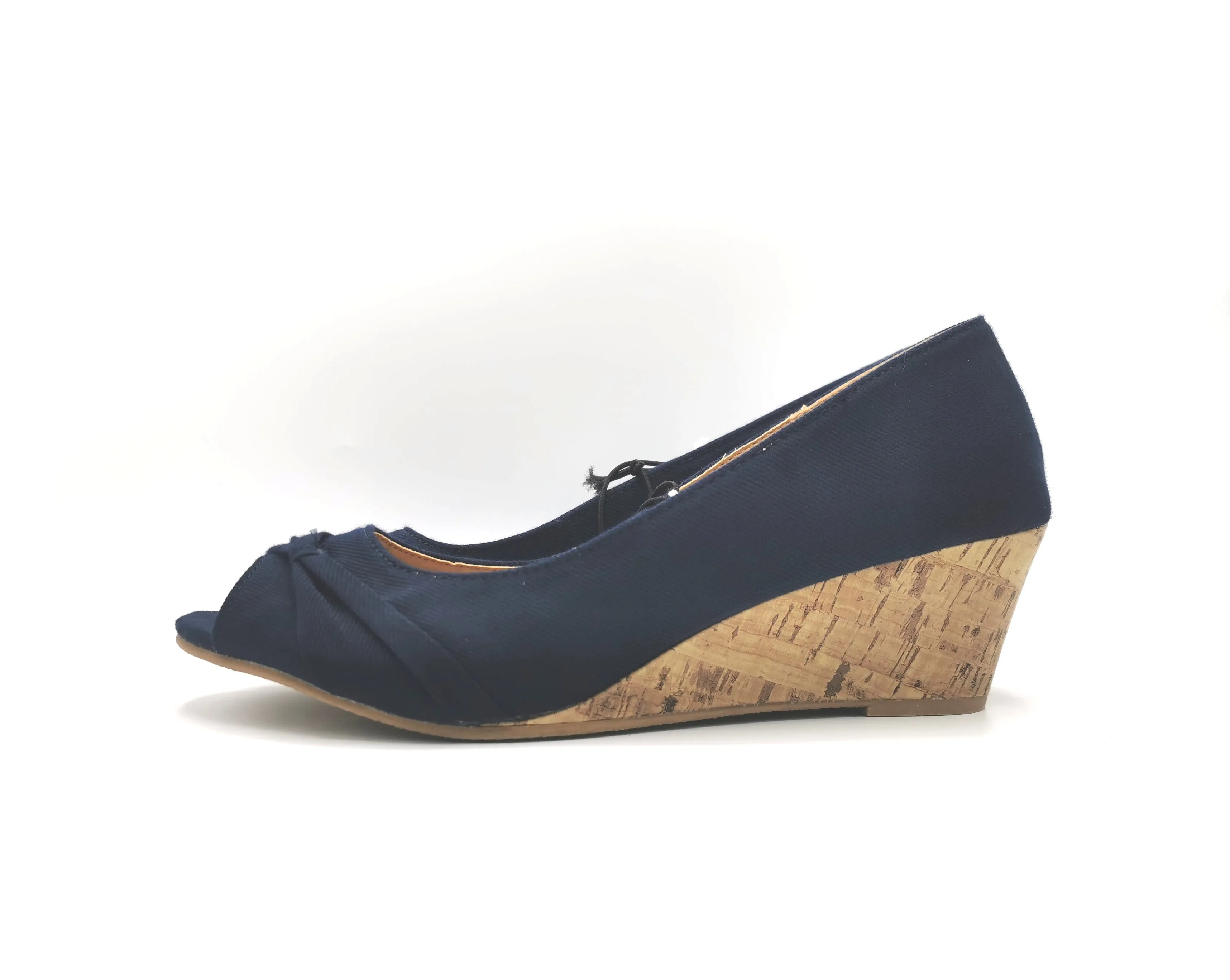 WOMENS SIZE 10 - GEORGE, Peep Toe Wedge Sandals, Navy Blue Memory Foam NWT B23