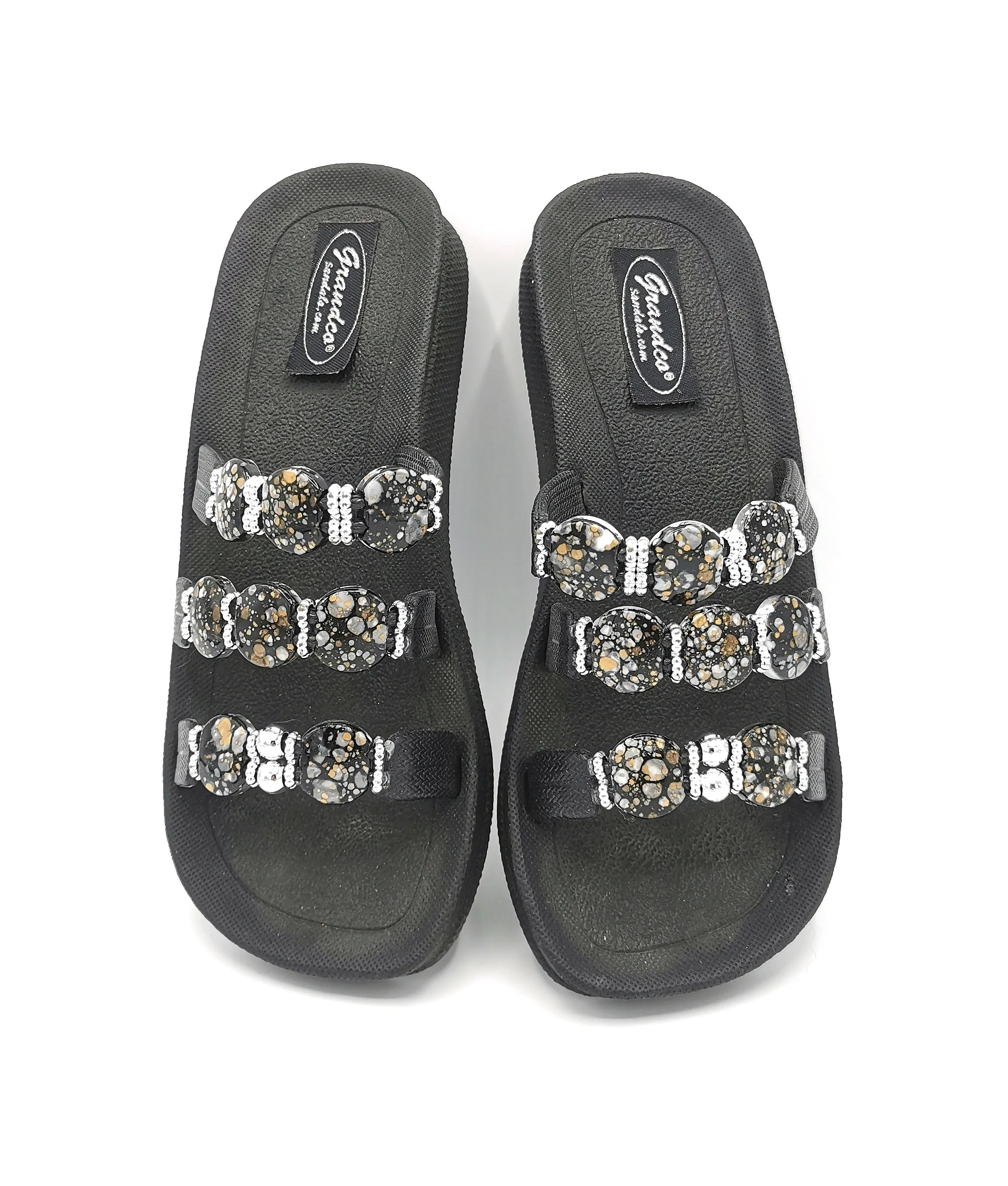 WOMENS SIZE 6 - GRANDCO, Black Slide Sandals EUC B25