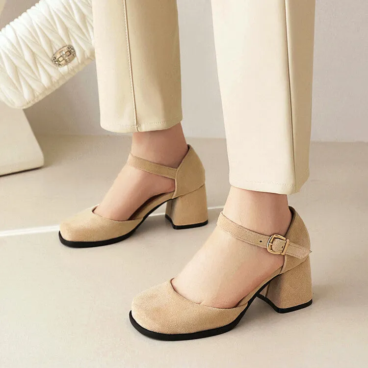 Women's Square Toe Ankle Strap Block Chunky Heel Platform Sandals