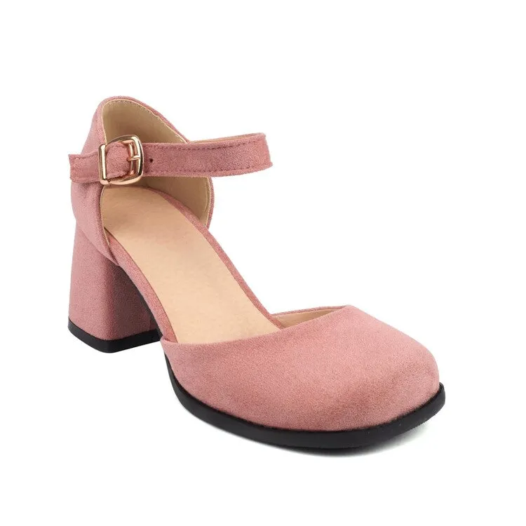 Women's Square Toe Ankle Strap Block Chunky Heel Platform Sandals