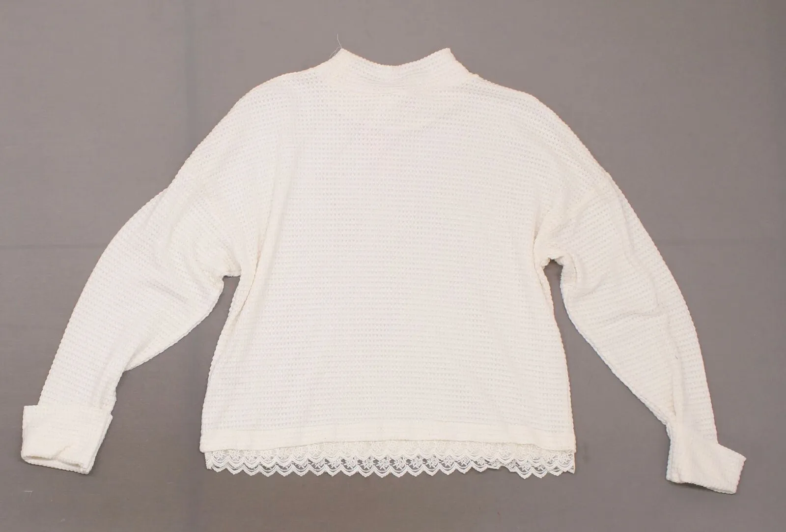 Xhilaration Women's Lace Trim Mock Turtleneck Pullover Sweater